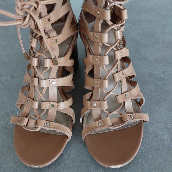 ALDO "Myssi" Women's Laced Up Open Toe Gladiator Sandals - Camel - Size 7 M - Picture 11 of 13